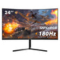 CRUA 24" FHD 1080P 180Hz Curved Gaming Monitor, 2800R, AMD FreeSync, Black