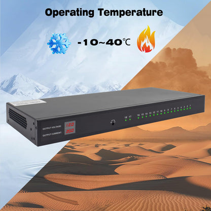 UltraPoE 1U 12V 20A 18-Channel Rack Mount Power Supply
