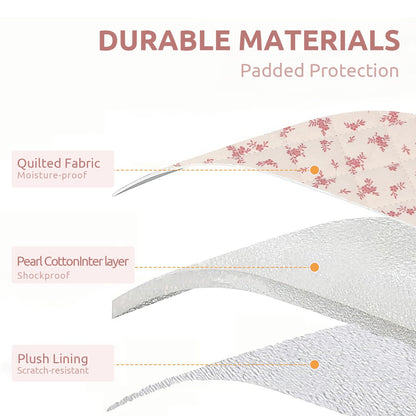 Puffy Laptop Sleeve 13 Inch Cute Quilted Laptop Protective Case Padded Floral Computer Sleeve for MacBook (A-Pink, 13 Inch)