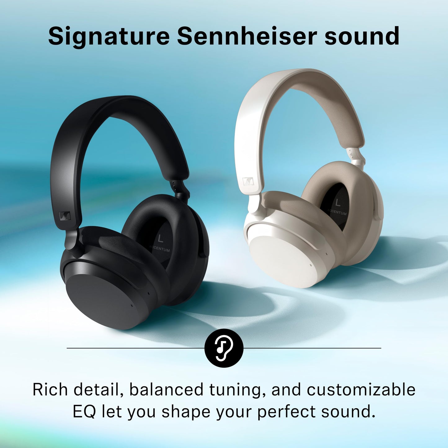 Sennheiser ACCENTUM Wireless Bluetooth Headphones, 50hr Battery, ANC, White