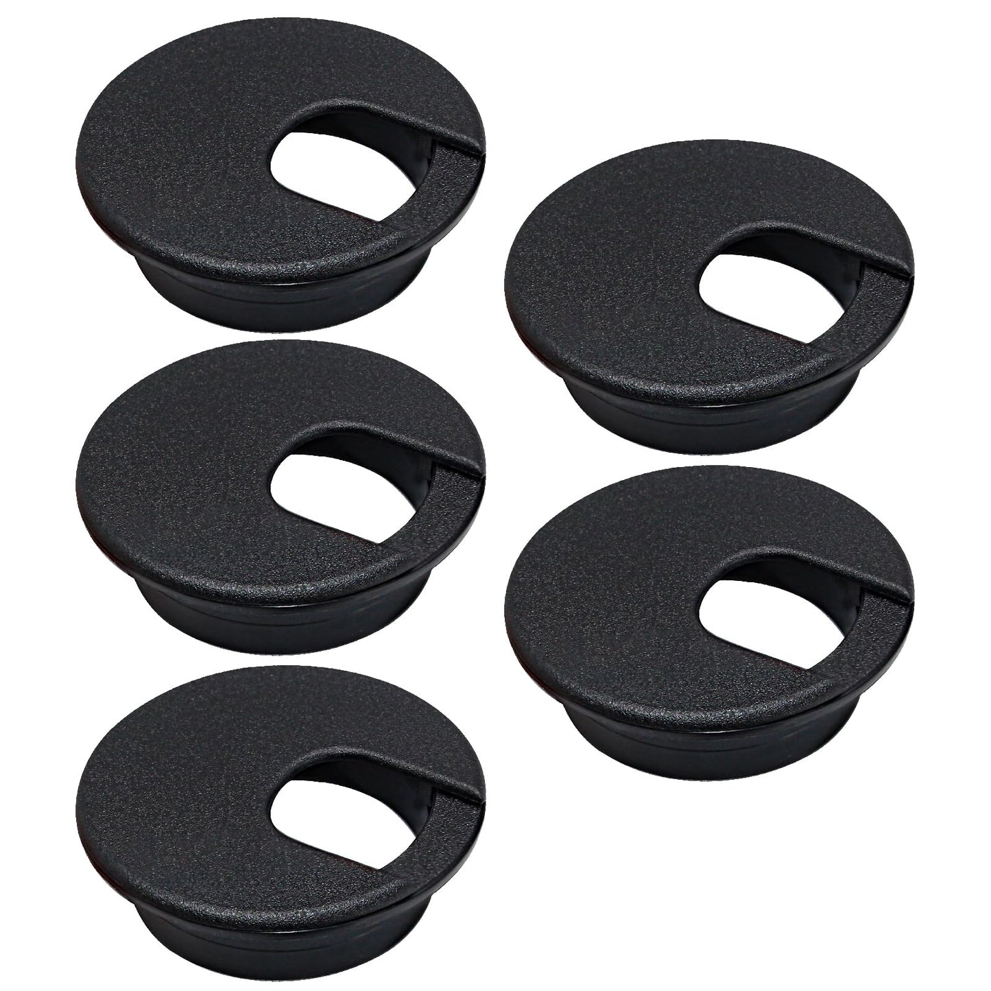 EASYEAH 5 Pcs Desk Grommet 2" / 50 mm, Desk Cord Hole Cover, Cable Grommet ABS Plastic, Desk Hole Grommet for Home & Office Pc, Detachable Cable Cord Organizer-Black