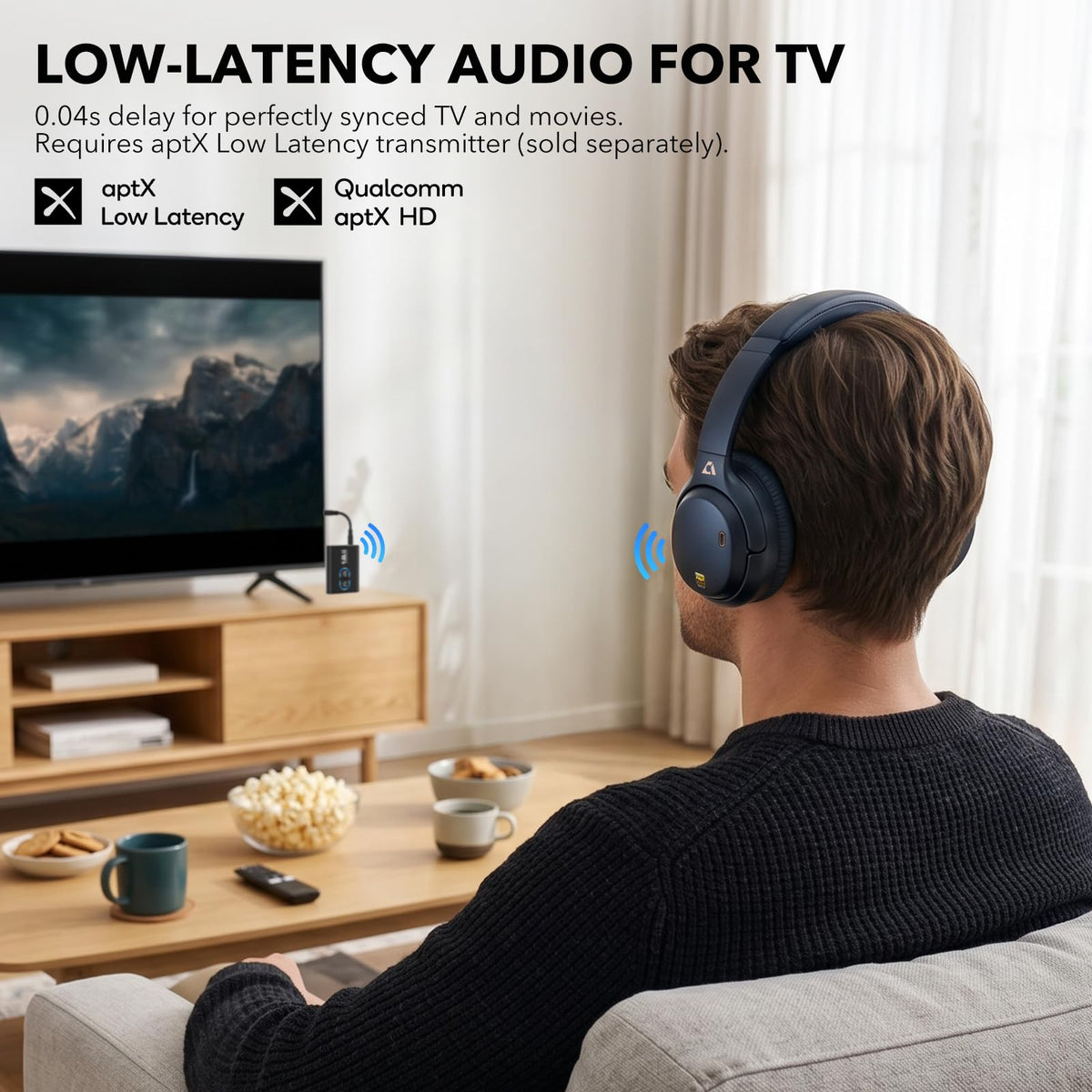 1Mii E700 Noise Cancelling Headphones Bluetooth Wireless Hi-Res LDAC,Indigo