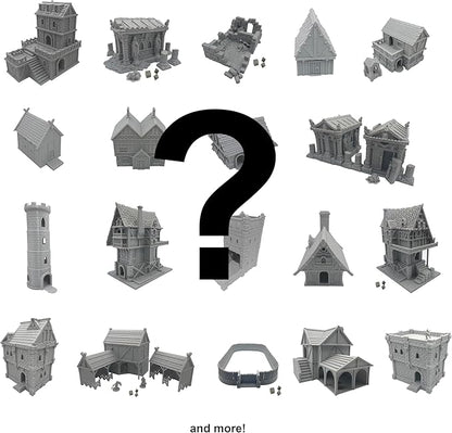 Hautico Tabletop Miniature Building Terrains Blind Box Compatible with Tabletop Wargaming RPG Sceneries, Decoration Dioramas, Made in USA