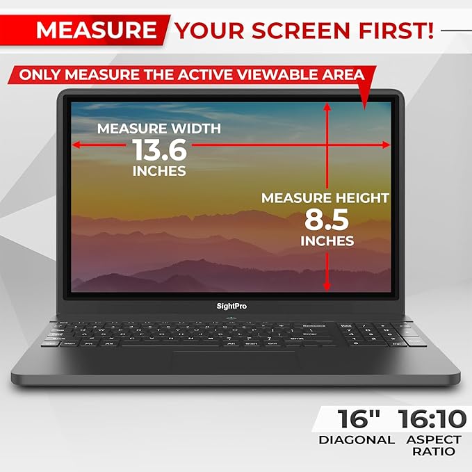 Magnetic Laptop Privacy Screen 16 Inch 16:10 - Removable Computer Privacy Filter Shield and Protector