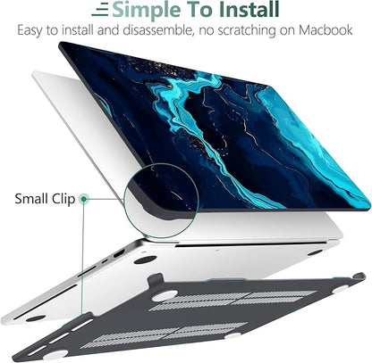DONGKE for M4 MacBook Pro 16 Inch Case 2024 2023 2021 A3403 A3186 M3 A2991 M2 A2780 M1 A2485 Pro/Max Chip, Plastic Hard Shell Case & Keyboard Cover for Mac Pro 16 with Touch ID, Blue Marble