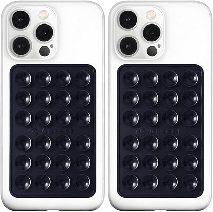 Anteel MAX Silicone Suction Phone Case Adhesive Mount, Upgraded Super Strong Grip, Durable, Easy to Use, Hands-Free Sticky Phone Holder for Selfies, Tiktok Videos, 2.56"x3.94" (BLK&BLK)