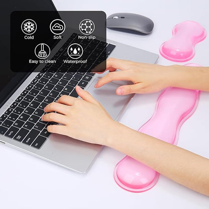 Gel Wrist Rest for Keyboard and Mouse, Wrist Rest for Keyboard, Mouse Wrist Support, Pain Relief, Cool Touch, Non-Skid, Mouse Wrist pad