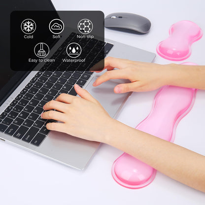 ABRONDA Gel Wrist Rest for Keyboard and Mouse, Wrist Rest for Keyboard, Mouse Wrist Support, Pain Relief, Cool Touch, Non-Skid, Keyboard and Mouse Wrist pad Set
