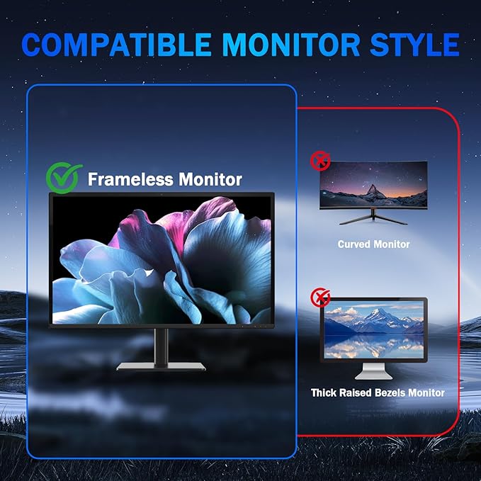 [2 Pack] Magnetic Computer Privacy Screen Filter 24 Inch for Frameless Monitor 16:9 Aspect Ratio, Removable Anti Glare Blue Light Protector, Double Sided Reversible Eye Care 24in Film