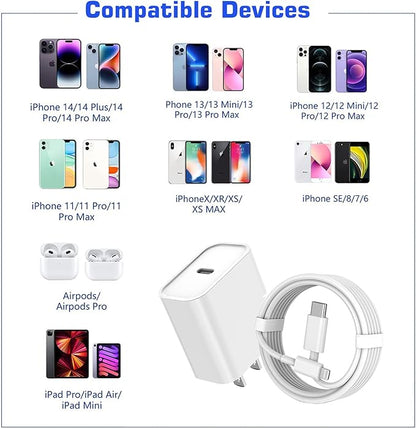 10FT iPhone Fast Charger,[Apple MFi Certified]10Foot Extra Long USB C to Lightning Cable PD Fast Charger iPhone Block Cubes Adapter Quick Charging for iPhone14 Pro Max/14 Plus/13 Pro/Mini/12/11/X,iPad