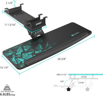 EUREKA ERGONOMIC Height Adjustable Mouse & Keyboard Tray Under Desk, 28x10'' Large Slide Out Swivel Tilt Computer Keyboard Drawer with Mouse Pad for Gaming Home Office Desk, Dual Mount