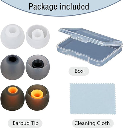 Earbud Replacement Tips Silicone Earbud Tips Earbud Covers Fit for in-Ear Headphones (Inner Hole 3.8mm -5.1mm) Ear Tips Earbud Rubber Tips 9 Pairs S/M/L