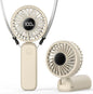PANERGY Portable Handheld Fan, 5000mAh Rechargeable, 14H Max Cooling Time, 4 Gear Wind & LED Display, 90° Foldable Design, 3-IN-1 Mini Fan for Travel Working Concerts Makeup - Beige