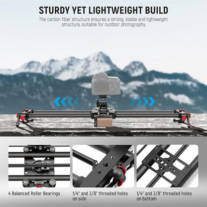 NEEWER 31.5"/80cm Motorized Camera Slider, App Wireless Control DSLR Carbon Fiber Dolly Rail Slider with 4400mAh F750 Battery (Charger Not Included), Support Video Mode, Time Lapse Photography, ER1-80