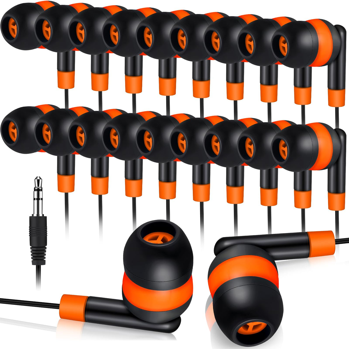 Kanayu 100 Pack Wired Earbuds Bulk for Classroom, No Mic 3.5mm, Yellow