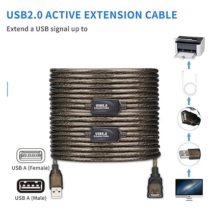 75 FT USB Extension Cable, USB 2.0 Type A Male to A Female Active Repeater Extension Cable 75 ft, High Speed 480 Mbps
