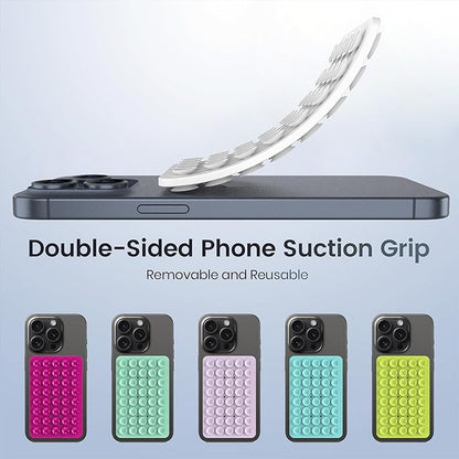 Double Sided Silicone Suction Phone Holder Mount, Silicon Accessory for iPhone and Android, Hands-Free Mirror Shower Phone Holder, TikTok Videos and Selfies (White)