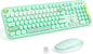 KNOWSQT Wireless Keyboard and Mouse Combo - Lovely Green Rainbow Full-Sized Typewriter Colorful Keyboards, Round Keycap USB Plug Play Retro Cute Keyboards for Windows, Laptop, PC, Desktop, Computer