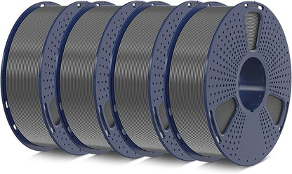 SUNLU PETG Filament 1.75mm 4KG Bundle, Less Stringing and Good Layer Adhesion, Individually Vacuum Packed, 3D Printer Filament 4kg, 1kg per Spool, Pack of 4, 4 Colors, 4 Grey