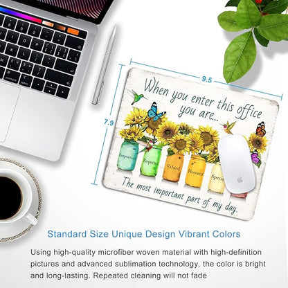 Sunflower and Butterfly Mouse pad Personalized Inspirational Designs Computer Mousepad Office Decoration Accessories Gift Non-Slip Rubber Mouse Pads for Laptop
