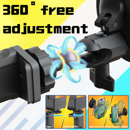 HzTinT Suction Cup Phone Mount with Rechargeable Light, Mirror Phone Holder with Light Shower Bathroom Kitchen, Mirror Tripod for TikTok YouTube Instagram Make Up Pics Video Content Creator