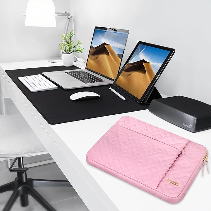 Lacdo Laptop Sleeve Case for 16 inch New MacBook Pro M4/M3/M2/M1 Pro/Max A3403 A3186 A2991 A2780 A2485 2024-2019 | 15 inch Microsoft Surface Laptop 7th Copilot+PC/6/5/4/3/2/1 Computer Bag, Sakura Pink