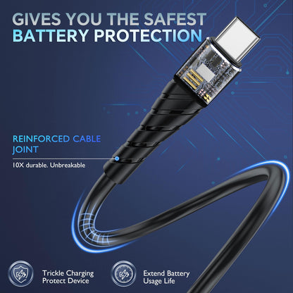 OIITH USB C Cable, USB A to USB C 3A Fast Charging (10FT 3Pack) Phone USB Type-C Charge Cable Android Charge Cord USB C Charger Cable for iPhone 15 Plus/Pro/Pro Max/Samsung/Pad/Laptop/LG/-Blue