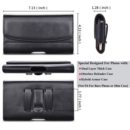 Tiflook Phone Holster for iPhone 17 Pro Max iPhone 16 15 14 13 12 11 XS max 17 Air 13 Mini 12 Mini PU Leather Cell Phone Pouch with Belt Clip Loop Card Holder Carrying Case,Black