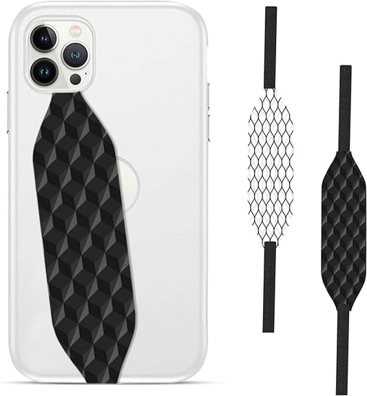 Switchbands Phone Grip Strap 2 Pack – Bold Color Reversible Strap, Adhesive-Free, Ergonomic Hand Support, Anti-Theft Phone Strap, Wireless Charging Compatible, Universal Phone Grip – Carbonite Weave