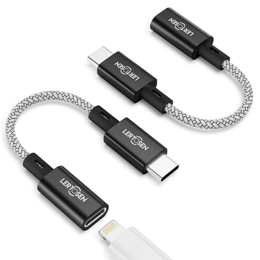 2 Pack Lightning to USB C Adapter, Fast Charging & Data Sync Adapter for iPhone 17 16 15 Pro Max Plus to USB-C, Compatible with Samsung S25/S24/S23, Not for Audio/OTG (Black)
