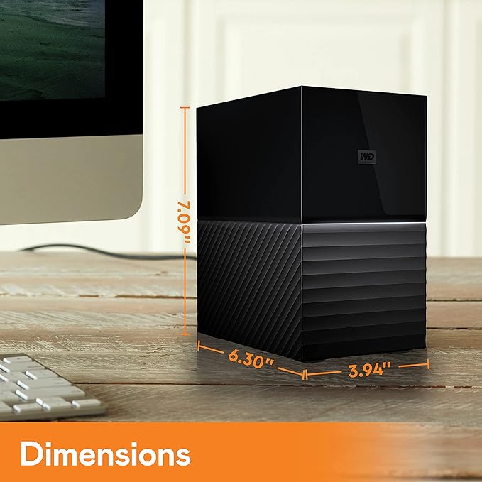 WD 16TB My Book Duo Desktop RAID External Hard Drive HDD, USB 3.1, With Password Protection and Auto Backup Software - WDBFBE0160JBK-NESN