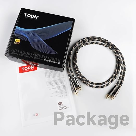 TODN High End RCA Cables for Audiophile 2 RCA Male to Male Stereo Audio Cable with Dual Shielded for HiFi Home Theater (4.9ft/1.5m, 1 Pair)