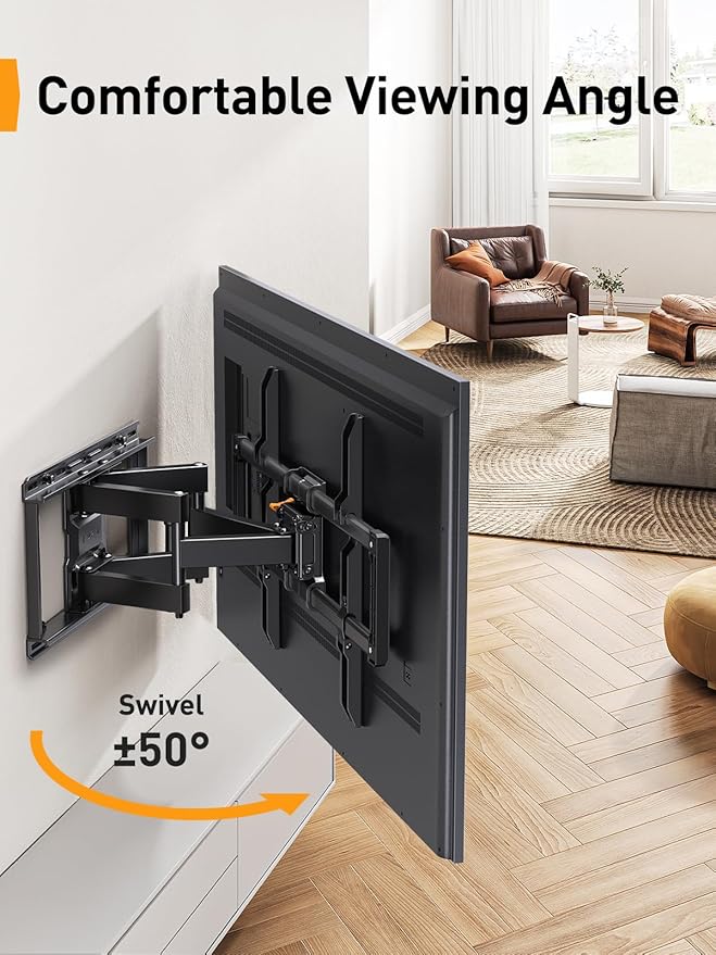 Perlegear UL Listed Full Motion TV Wall Mount for 42-90" TVs up to 132lbs