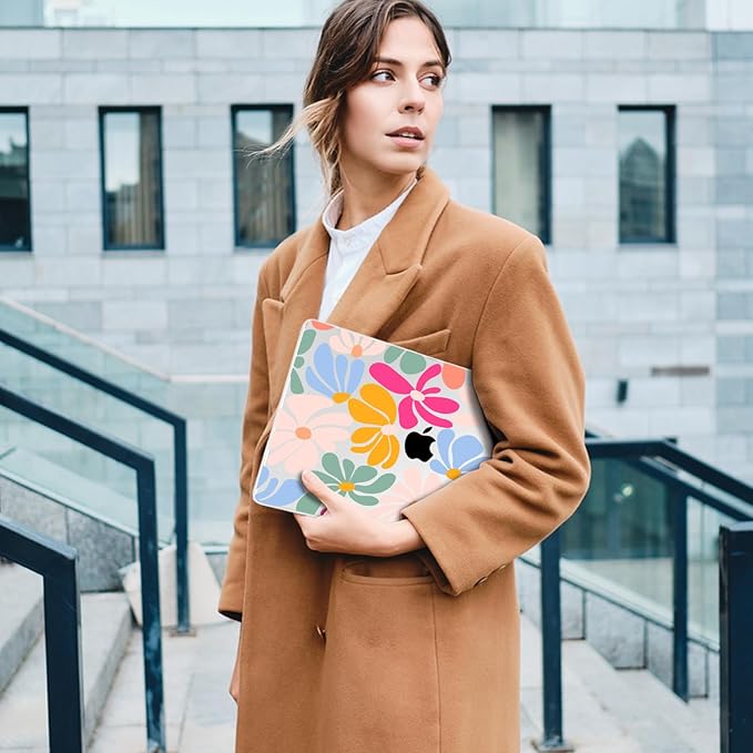 Compatible with MacBook Air 13.6 inch Case, M4 A3240/M3 A3113/M2 A2681 (Released 2025 to 2022), Hard Shell, Keyboard Cover, Screen Protector, Webcam Cover & Type-C Adapter, ColorfulFlowers