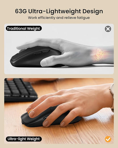 ProtoArc Mechanical Keyboard and Mouse, KM310 Wireless Rechargeable Aluminum Keyboard Mouse, 2.4G+Dual Bluetooth, Low Profile Keys, Red Switches, Multi-Device, for Windows/Mac - Black