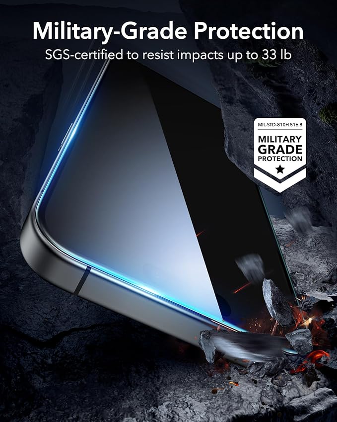 ESR 3 Pack for iPhone 16 Plus/iPhone 15 Plus Screen Protector, [9H Hardness] [Military Grade Shatterproof] Full Coverage Tempered Glass Film with Flawless Fit Tray, HD Clear, Scratch Resistant
