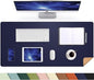 Leather Desk pad Protector, Large Desk mat with Natural Cork & PU Leather,Mouse pad,Non-Slip Office Desk Mat,Waterproof Desk Writing Pad for Office and Home (35in*17in, Blue)