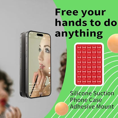 Suction Phone Mount Double Sided Octo Buddy for MagSafe Case, Silicone Sticky Grip Secure Holder for iPhone, Hands-Free Taking Photo/Recording Video/Live Streaming for Instagram Influencer（red）