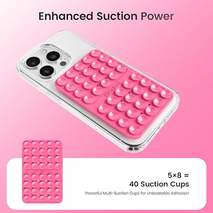 Klearlook Silicone Suction Cup Phone Case Mount Double Sided, Silicon Sticky Phone Grip with Higher Suction for Cell Phone, Hands-Free Phone Accessories Holder for Selfies and Videos, Hot Pink