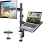 HUANUO Adjustable Monitor Stand, Single Arm Desk Mount for 32 inch Screen and 17 inch Laptop, Heavy Duty Ergonomic Bracket Holds 22lbs