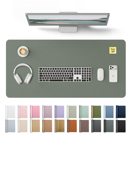 YSAGi Leather Desk Protector, Office Mat, Large Mouse Mat, Non-Slip PU Leather Blotter, Laptop Desk Pad, Waterproof Writing Pad for Office and Home (Dark Green, 35.4" x 17")