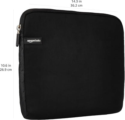 Amazon Basics 14 inch Laptop Sleeve, Compatible Protective Case with Zipper for MacBook Pro, MacBook Air - Black