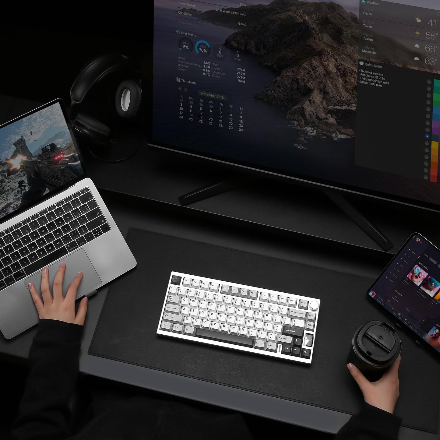 YUNZII AL80 75% Wireless Aluminum Mechanical Keyboard(Silver,Gateron Zero)
