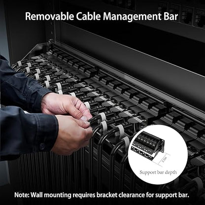 Jadaol 48 Port Patch Panel Rackmount or Wall Mount 19-Inch, 2U Cat6 Network Panel Preloaded with 48 Keystone Couplers plus 2 Spare, 10Gbps Ethernet Patch Panel with Cable Management & Back Support Bar