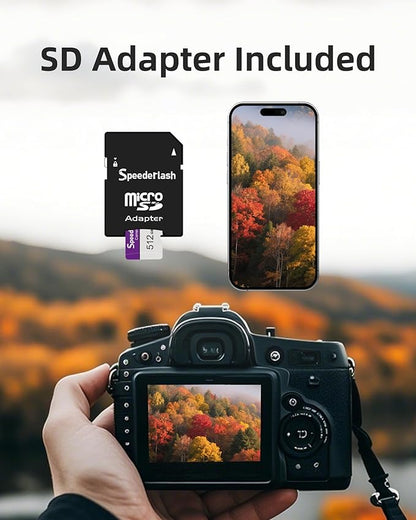 Micro SDXC Memory Card 64GB 5 Pack, Speederlash Camera Plus TF Card with Adapter, 90MB/s Read Speed, 4K UHD&5K Video Support, U1 V30 A1 Rated, for Security Camera, Smartphone, Drone, Tablet, PC