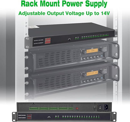 UltraPoE 1U 12V 20A 18-Channel Rack Mount Power Supply