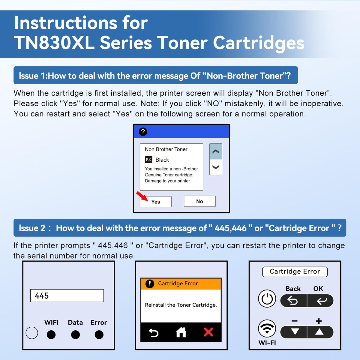 TN830XL TN830 XL/V/R Toner Compatible for Brother Printer L2640DW L2460DW