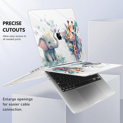 MacBook Pro 16 inch A2141 Case 2019 2020, Plastic Hard Shell Cover with Keyboard Cover & Screen Protector, Elephant & Giraffe