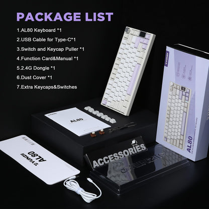 YUNZII AL80 75% Wireless Aluminum Mechanical Keyboard(Beige, Gateron Zero)