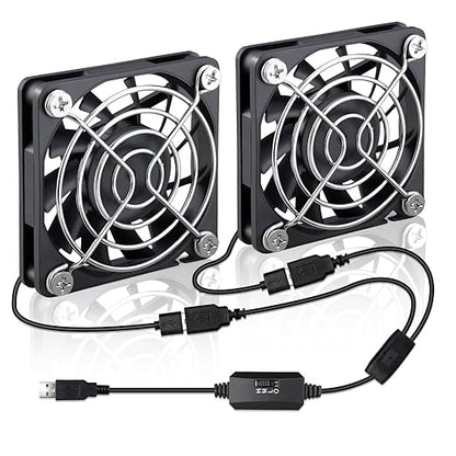 2 Packs Wathai 60mm x 10mm USB Computer Fan 5V with Speed Control DC Brushless Cooling Fans for Charger PC Case Router Raspberry Pi Radiator Cooler Ventilation